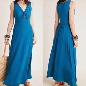 Anthropologie Maeve Camilla Maxi Dress Size Medium Teal Blue